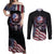 American Flag Skull Couples Matching Off Shoulder Maxi Dress and Long Sleeve Button Shirts Sorry If My Patriotism Offends You Trust Me - Wonder Print Shop