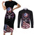 American Flag Skull Couples Matching Short Sleeve Bodycon Dress and Long Sleeve Button Shirts Sorry If My Patriotism Offends You Trust Me - Wonder Print Shop