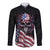 American Flag Skull Long Sleeve Button Shirt Sorry If My Patriotism Offends You Trust Me - Wonder Print Shop