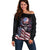 American Flag Skull Off Shoulder Sweater Sorry If My Patriotism Offends You Trust Me - Wonder Print Shop