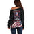 American Flag Skull Off Shoulder Sweater Sorry If My Patriotism Offends You Trust Me - Wonder Print Shop