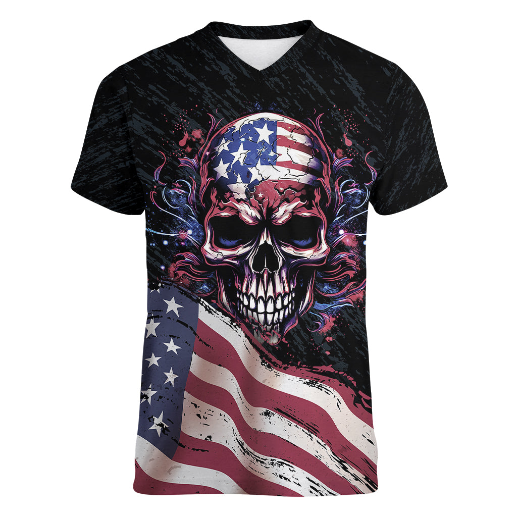 american-flag-skull-women-v-neck-t-shirt-sorry-if-my-patriotism-offends-you-trust-me