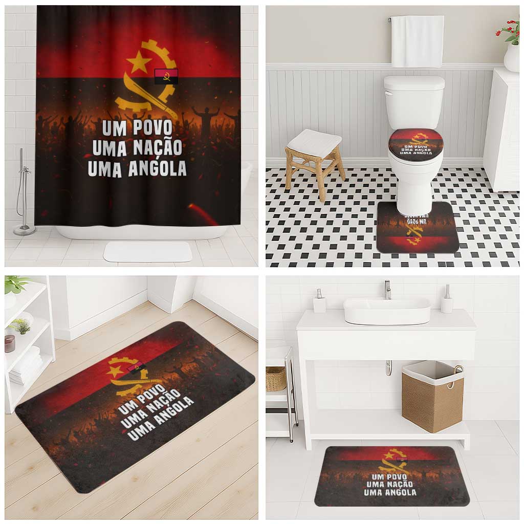 Angola Bathroom Set with Red Black Yellow Grunge Design - Wonder Print Shop