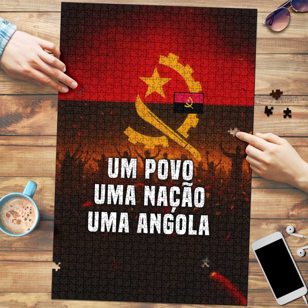 Angola Puzzle with Red Black Yellow Grunge Design - Wonder Print Shop