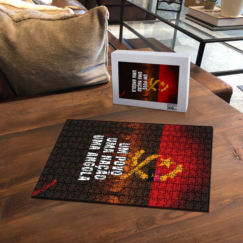 Angola Puzzle with Red Black Yellow Grunge Design - Wonder Print Shop