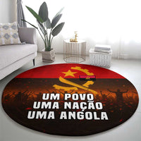 Angola Round Carpet with Red Black Yellow Grunge Design - Wonder Print Shop