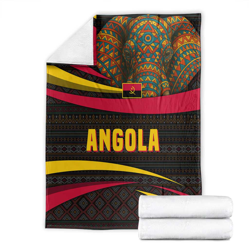 Angola Blanket with Red Black Yellow Tribal Design and Elephant - Wonder Print Shop