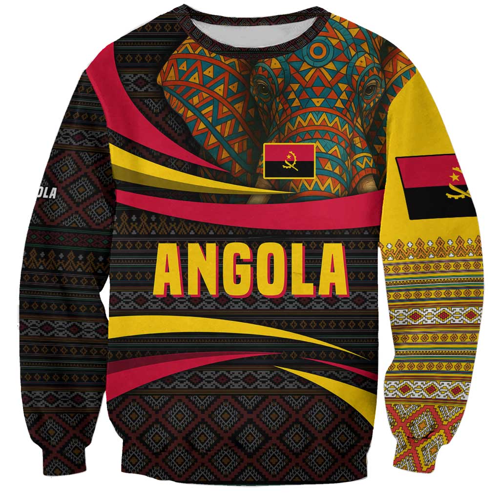 Angola Sweatshirt with Red Black Yellow Tribal Design and Elephant - Wonder Print Shop