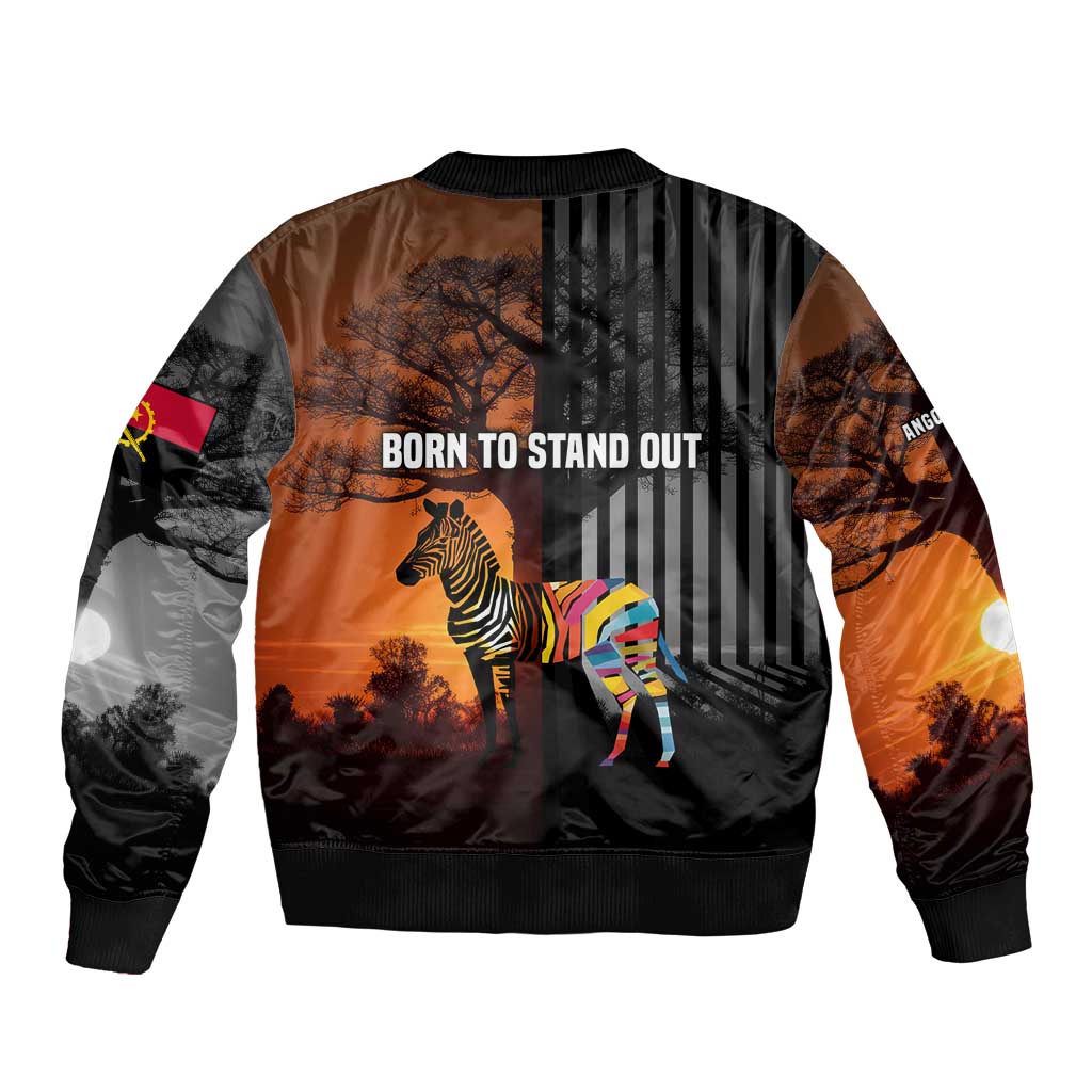 Angola Bomber Jacket with Sunset Zebra Design and African Nature - Wonder Print Shop