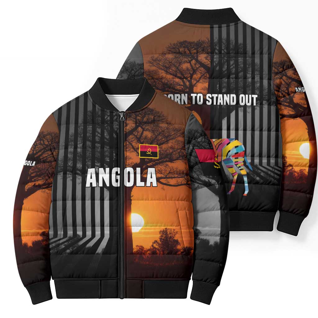 Angola Bomber Puffer Jacket with Sunset Zebra Design and African Nature - Wonder Print Shop