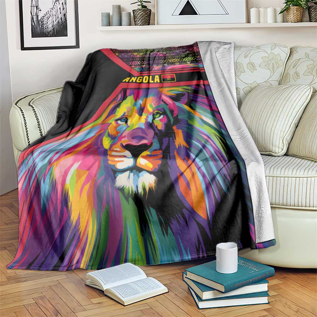 Angola Blanket with Multicolor Tribal Design and Vibrant Lion - Wonder Print Shop