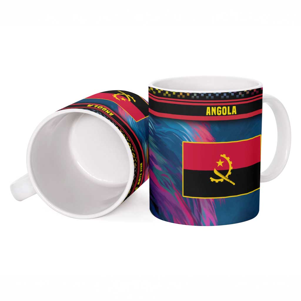 Angola Ceramic Mug with Multicolor Tribal Design and Vibrant Lion - Wonder Print Shop