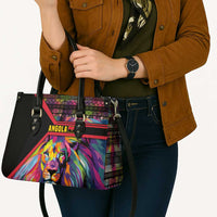 Angola Leather Bag with Multicolor Tribal Design and Vibrant Lion - Wonder Print Shop