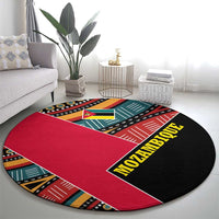 Mozambique Round Carpet with Red Black Geometric Design and Tribal Pattern - Wonder Print Shop