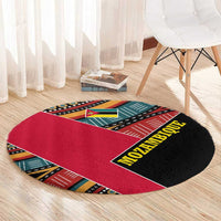 Mozambique Round Carpet with Red Black Geometric Design and Tribal Pattern - Wonder Print Shop