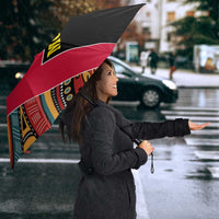 Mozambique Umbrella with Red Black Geometric Design and Tribal Pattern - Wonder Print Shop