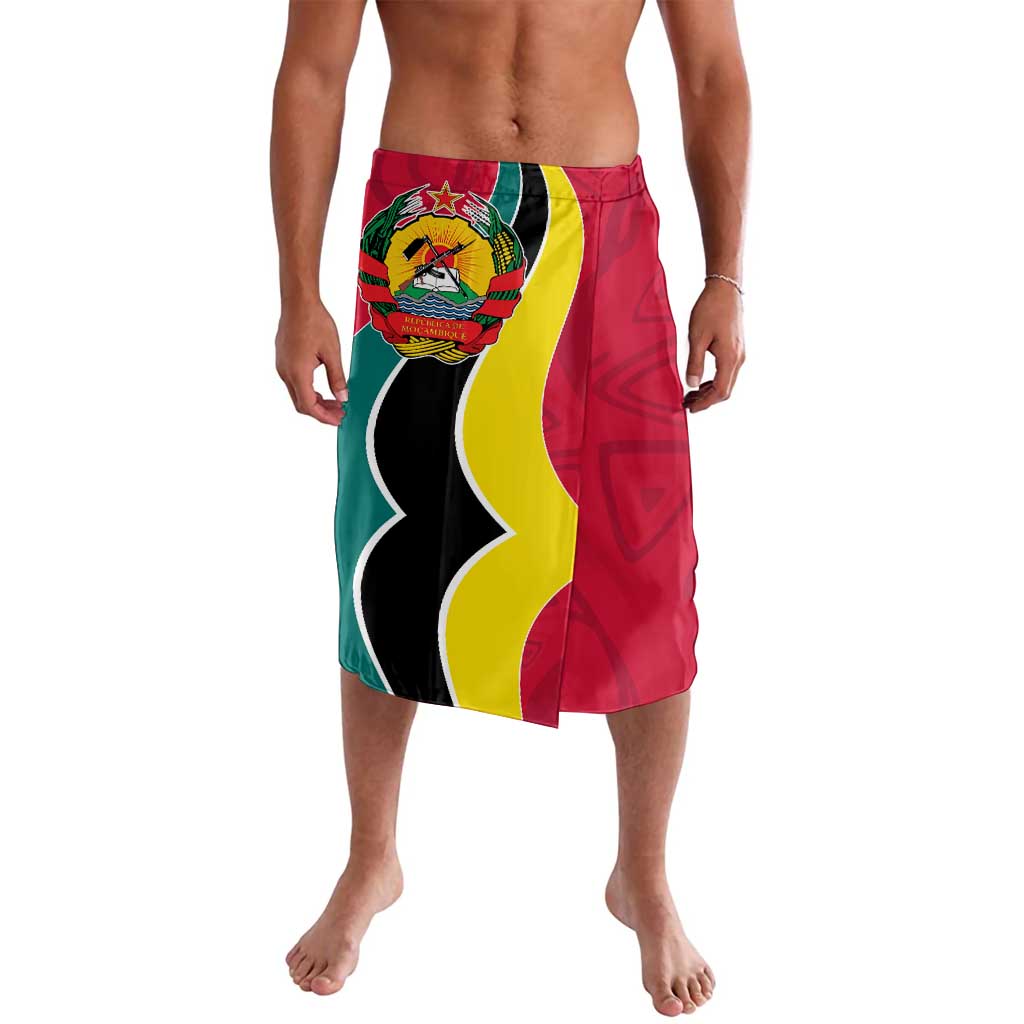 Mozambique Lavalava with Red Yellow Green Wave Design and National Emblem - Wonder Print Shop