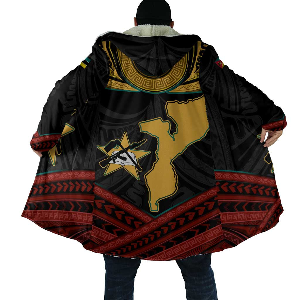 Mozambique Cloak with Black Red Tribal Design and National Map Pattern - Wonder Print Shop