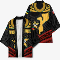 Mozambique Kimono with Black Red Tribal Design and National Map Pattern - Wonder Print Shop