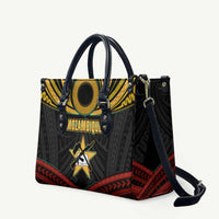 Mozambique Leather Bag with Black Red Tribal Design and National Map Pattern - Wonder Print Shop