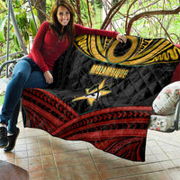 Mozambique Quilt with Black Red Tribal Design and National Map Pattern - Wonder Print Shop