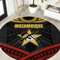 Mozambique Round Carpet with Black Red Tribal Design and National Map Pattern - Wonder Print Shop