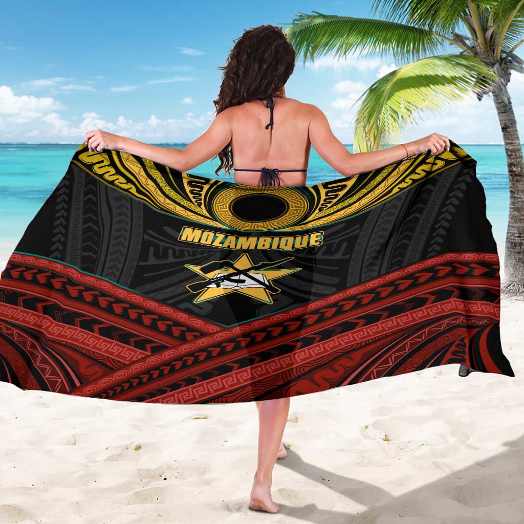 Mozambique Sarong with Black Red Tribal Design and National Map Pattern - Wonder Print Shop