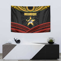 Mozambique Tapestry with Black Red Tribal Design and National Map Pattern - Wonder Print Shop