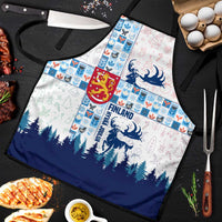 Finland Christmas Apron with Reindeer Forest Crest and Nordic Pattern Design - Wonder Print Shop