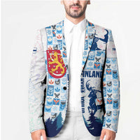 Finland Christmas Blazer with Reindeer Forest Crest and Nordic Pattern Design - Wonder Print Shop