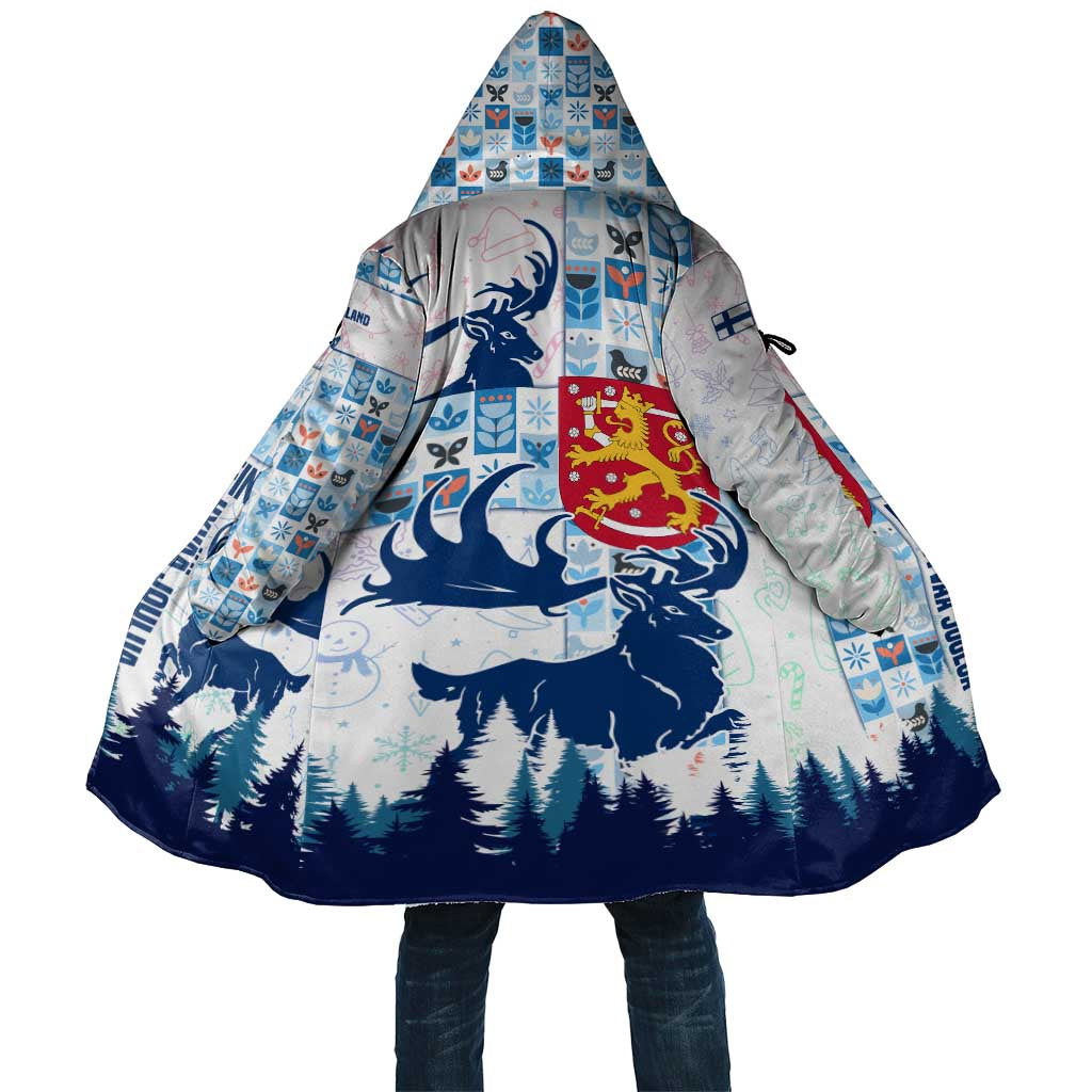 Finland Christmas Cloak with Reindeer Forest Crest and Nordic Pattern Design - Wonder Print Shop