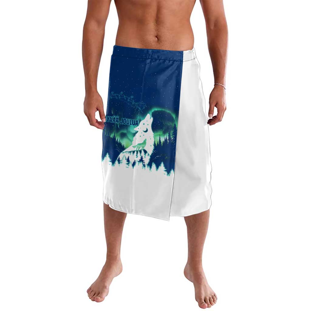 Finland Christmas Lavalava with Howling Wolf Northern Lights Forest and Snow Design - Wonder Print Shop