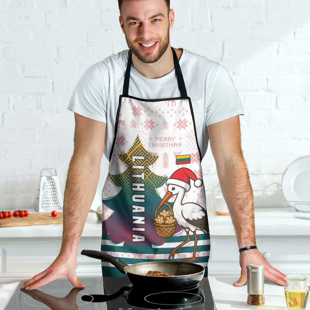 Lithuania Christmas Apron with Stork Basket Snowflakes and Traditional Pattern Design - Wonder Print Shop