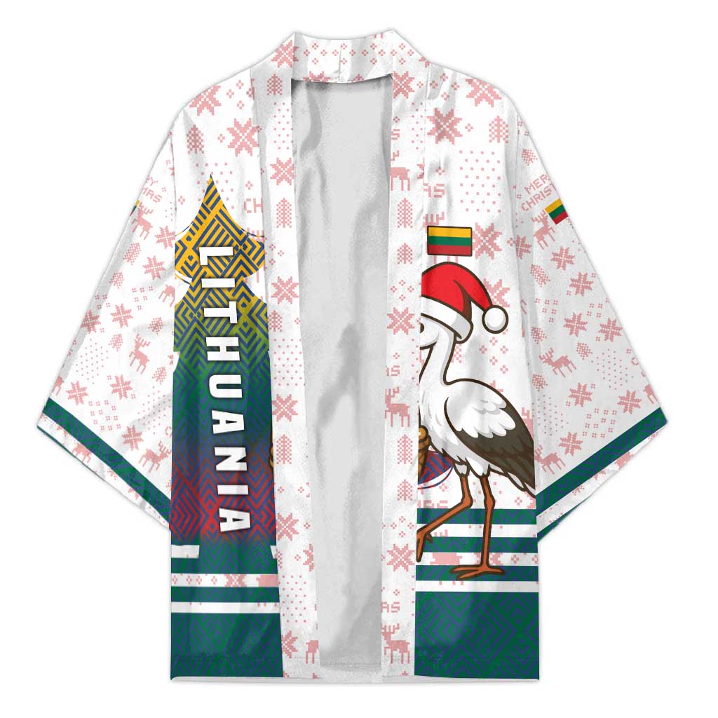 Lithuania Christmas Kimono with Stork Basket Snowflakes and Traditional Pattern Design - Wonder Print Shop