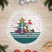 Lithuania Christmas Tree Skirt with Stork Basket Snowflakes and Traditional Pattern Design - Wonder Print Shop