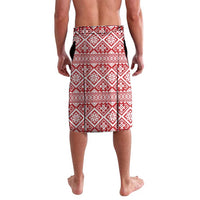 Lithuania Christmas Lavalava with Santa Sleigh Pulled by Storks and Folk Pattern Design - Wonder Print Shop