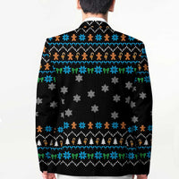 Funny Santa Riding Dinosaur Christmas Blazer Gingerbread Snowflake Pattern - Wonder Print Shop