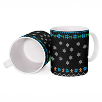 Funny Santa Riding Dinosaur Christmas Ceramic Mug Gingerbread Snowflake Pattern - Wonder Print Shop