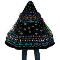 Funny Santa Riding Dinosaur Christmas Cloak Gingerbread Snowflake Pattern - Wonder Print Shop