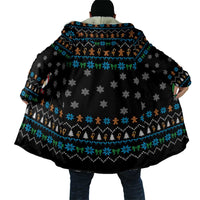 Funny Santa Riding Dinosaur Christmas Cloak Gingerbread Snowflake Pattern - Wonder Print Shop