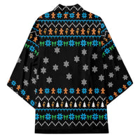 Funny Santa Riding Dinosaur Christmas Kimono Gingerbread Snowflake Pattern - Wonder Print Shop
