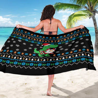 Funny Santa Riding Dinosaur Christmas Sarong Gingerbread Snowflake Pattern - Wonder Print Shop