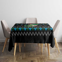 Funny Santa Riding Dinosaur Christmas Tablecloth Gingerbread Snowflake Pattern - Wonder Print Shop