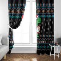 Funny Santa Riding Dinosaur Christmas Window Curtain Gingerbread Snowflake Pattern - Wonder Print Shop
