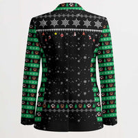 Christmas Colorful Dog Pawprint Blazer Black Snowflake Pattern Design - Wonder Print Shop