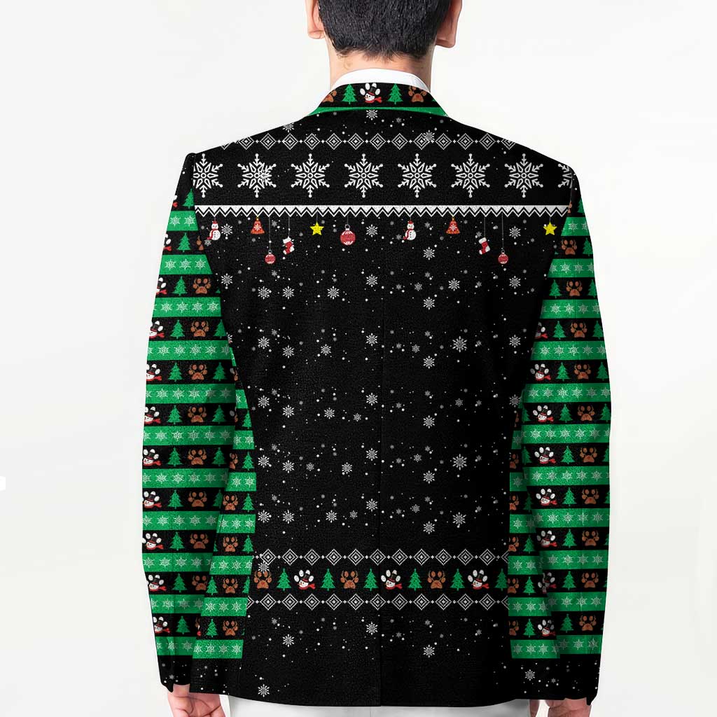 Christmas Colorful Dog Pawprint Blazer Black Snowflake Pattern Design - Wonder Print Shop