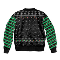 Christmas Colorful Dog Pawprint Bomber Jacket Black Snowflake Pattern Design - Wonder Print Shop