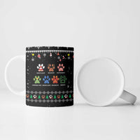 Christmas Colorful Dog Pawprint Ceramic Mug Black Snowflake Pattern Design - Wonder Print Shop