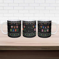 Christmas Colorful Dog Pawprint Ceramic Mug Black Snowflake Pattern Design - Wonder Print Shop