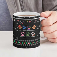 Christmas Colorful Dog Pawprint Ceramic Mug Black Snowflake Pattern Design - Wonder Print Shop